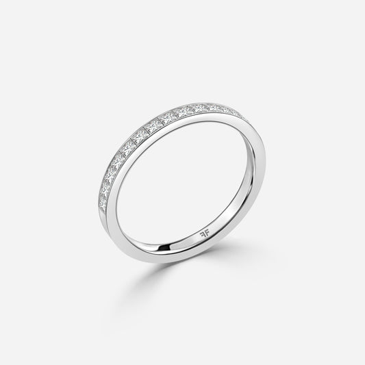 0.50 Carat Lab Grown Princess Diamond Wedding Band in Platinum