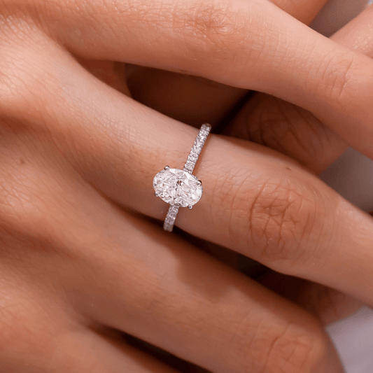 1.40 Carat Lab Grown Oval Diamond Sadie Hidden Halo Engagement Ring in Platinum