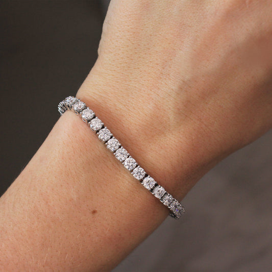 12.00 Carat Lab Grown Round Diamond Bracelet in 14K White Gold