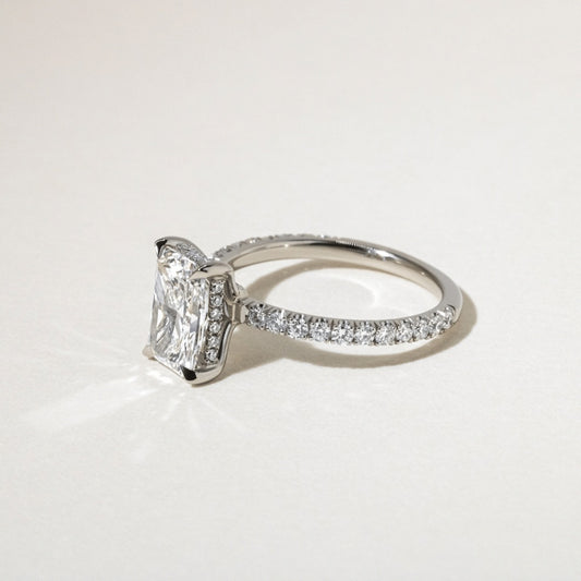 1.90 Carat Lab Grown Radiant Diamond Sadie Hidden Halo Engagement Ring in Platinum