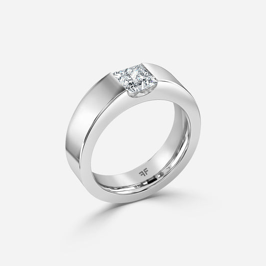 1.09 Carat Lab Grown Princess Diamond Lucas 6Mm Wedding Band in Platinum