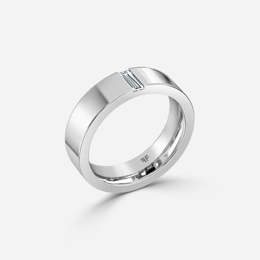 0.15 Carat Lab Grown Emerald Diamond Henry 6Mm Wedding Band in Platinum