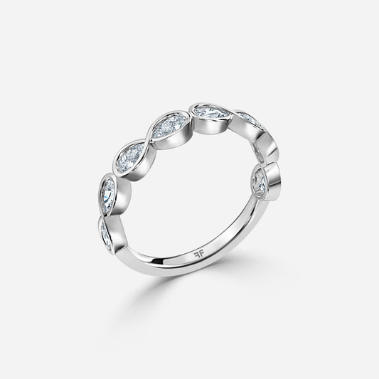 0.74 Carat Lab Grown Pear Diamond Wedding Band in Platinum