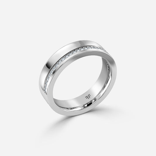 0.10 Carat Lab Grown Round Diamond Adrian 6Mm Wedding Band in Platinum