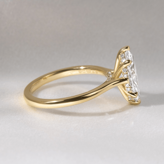 1.60 Carat Lab Grown Marquise Diamond Juliette Hidden Halo Engagement Ring in 14K Yellow Gold