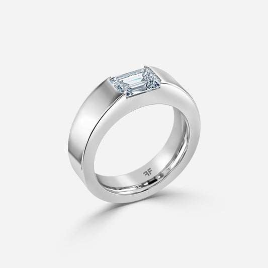 1.02 Carat Lab Grown Emerald Diamond Roman 5Mm Wedding Band in Platinum
