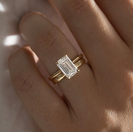 2.10 Carat Lab Grown Emerald Juliette Hidden Halo Engagement Ring in 14K Yellow Gold