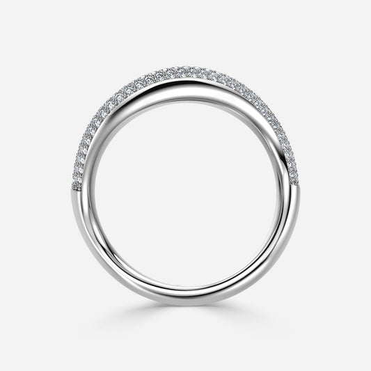 0.26 Carat Lab Grown Round Diamond Flow Pave Wedding Band in Platinum
