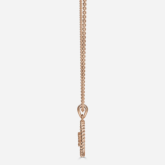 0.13 Carat Lab Grown Round Diamond Taurus Necklace in 14K Rose Gold