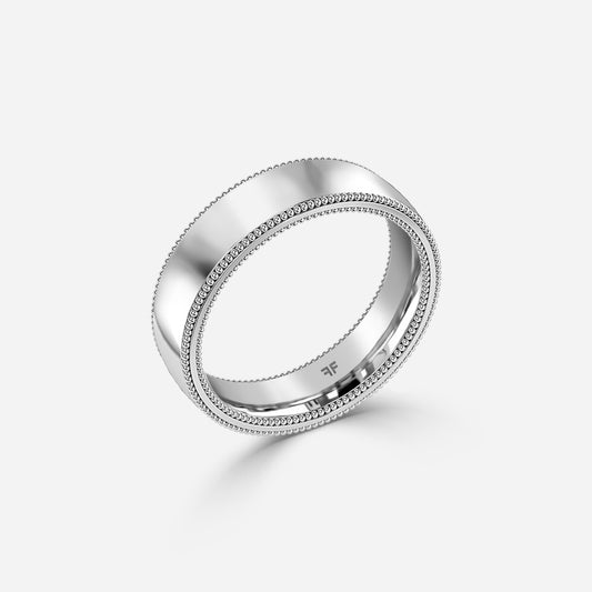 1.00 Carat Lab Grown Round Diamond Luis 6Mm Wedding Band in Platinum
