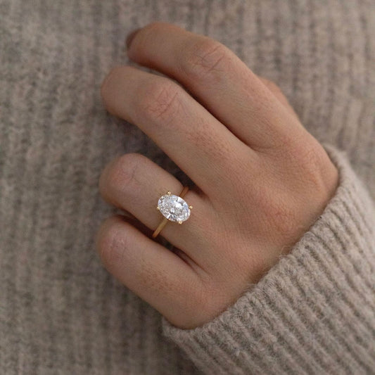 2.66 Carat Lab Grown Oval Diamond Hidden Halo Juliette Engagement Ring in 14K Yellow Gold
