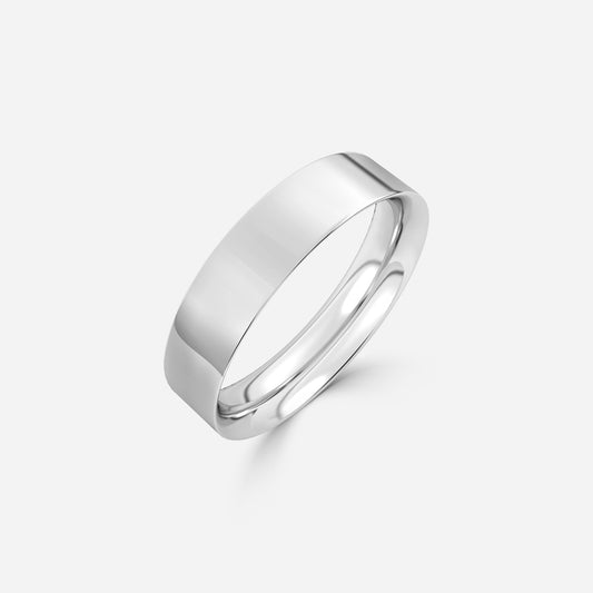 1.00 Carat Lab Grown Round Diamond Flat Court Wedding Band in Platinum
