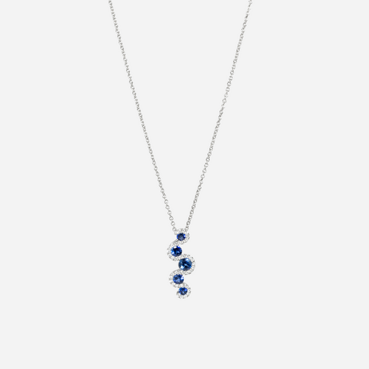 0.45 Carat Lab Grown Round Sapphire Snake Blue Pendant in 14K White Gold