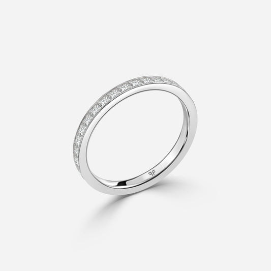 1.00 Carat Lab Grown Princess Diamond Wedding Band in Platinum