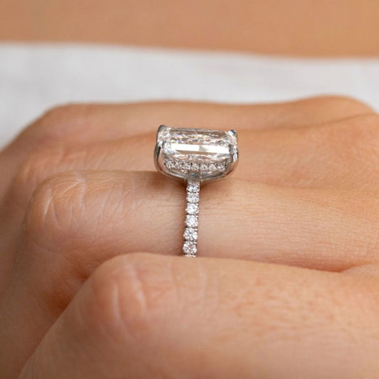 2.20 Carat Lab Grown Radiant Diamond Sadie Hidden Halo Engagement Ring in Platinum