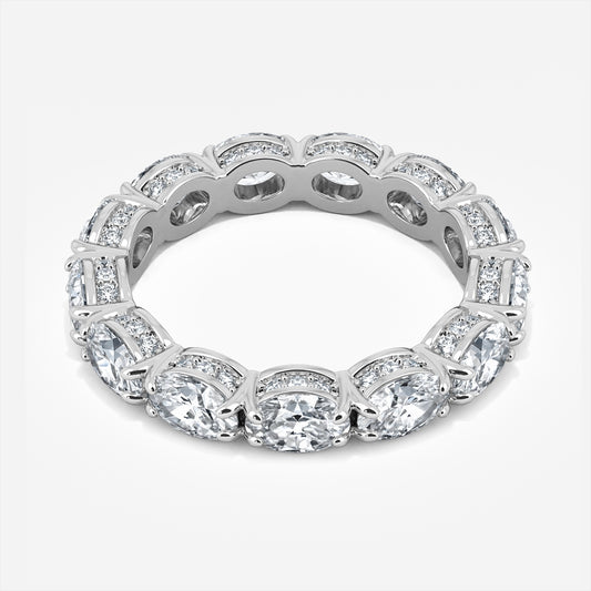 3.04 Carat Lab Grown Oval Diamond Alice Wedding Band in Platinum