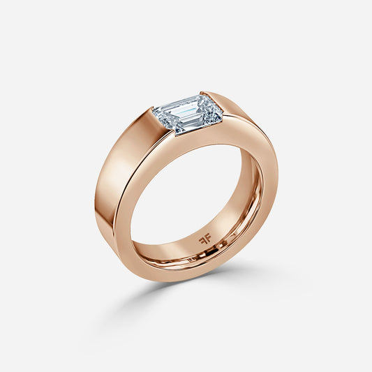 2.02 Carat Lab Grown Emerald Diamond Roman 5Mm Wedding Band in 14K Rose Gold