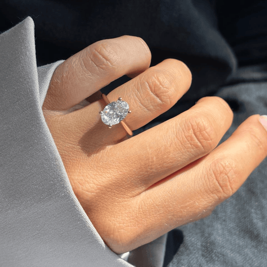 2.60 Carat Lab Grown Oval Diamond Hidden Halo Ring Juliette Engagement Ring in 14K Yellow Gold