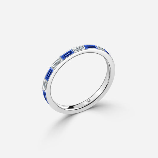 1.14 Carat Lab Grown Baguette Sapphire Wedding Band in Platinum