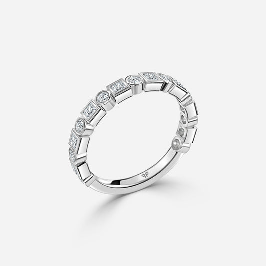 0.67 Carat Lab Grown Round Diamond Bezel Set Wedding Band in Platinum