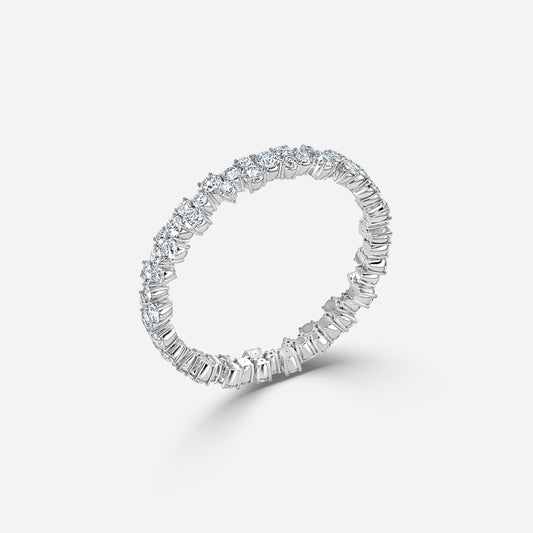 0.75 Carat Lab Grown Round Diamond Full Floral Shared Claw Wedding Band in Platinum