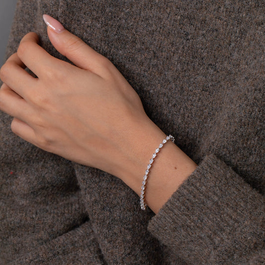 3.22 Carat Lab Grown Pear Diamond Bracelet in 14K White Gold