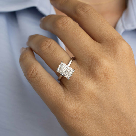 2.00 Carat Lab Grown Radiant Diamond Eliana Hidden Halo Engagement Ring in Platinum