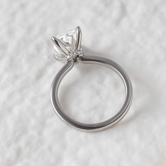 2.30 Carat Lab Grown Radiant Diamond Hidden Halo Engagement Ring in Platinum