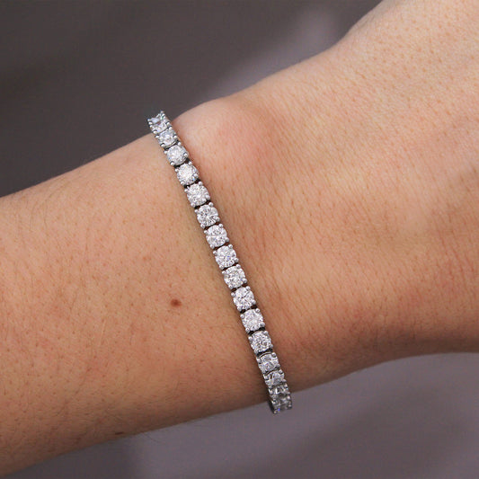 8.00 Carat Lab Grown Round Diamond Bracelet in 14K White Gold