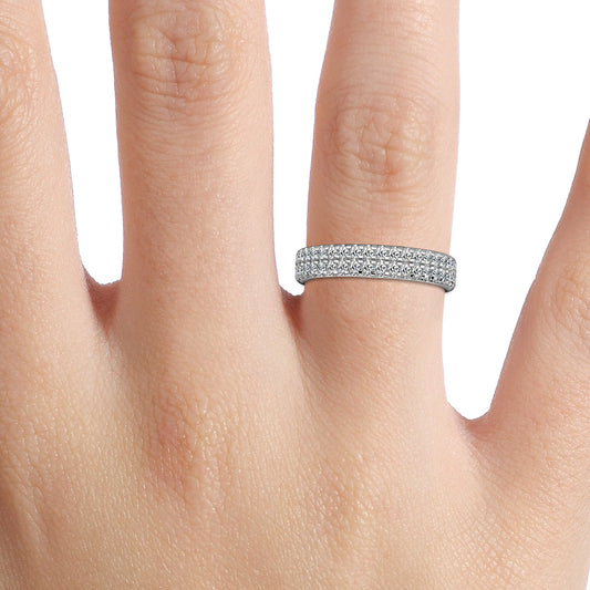 0.55 Carat Lab Grown Round Diamond Rhodes Wedding Band in Platinum