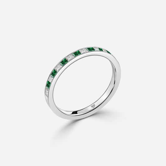 0.50 Carat Lab Grown Princess Emerald Wedding Band in Platinum