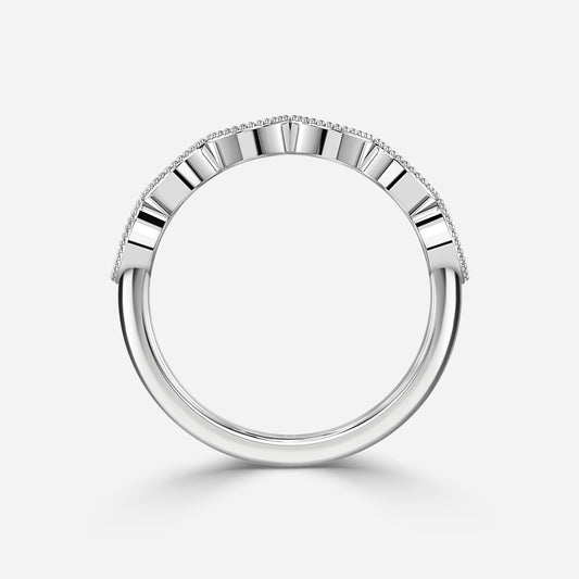 0.31 Carat Lab Grown Marquise Diamond Swift Milgrain Wedding Band in Platinum