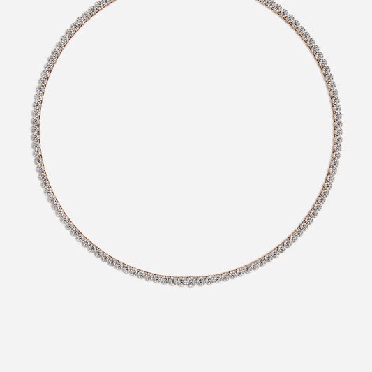 19.59 Carat Lab Grown Round Diamond Graduated Necklace in 14K Rose Gold