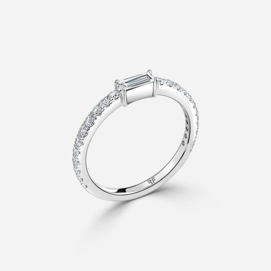 0.34 Carat Lab Grown Round Diamond Amelie 70Mm Wedding Band in Platinum