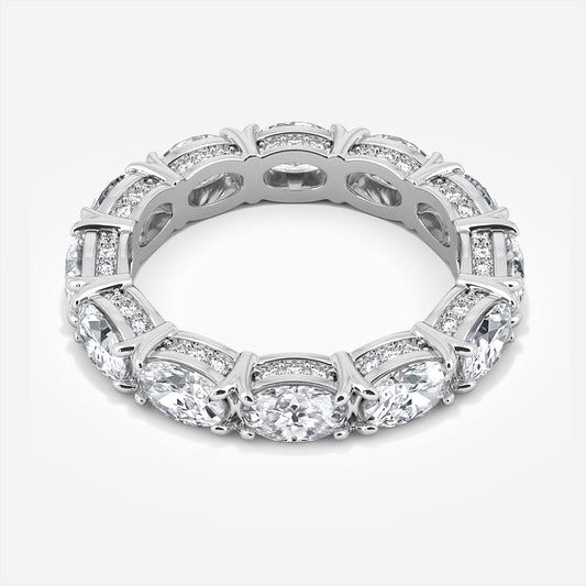 3.37 Carat Lab Grown Oval Diamond Alice Wedding Band in Platinum