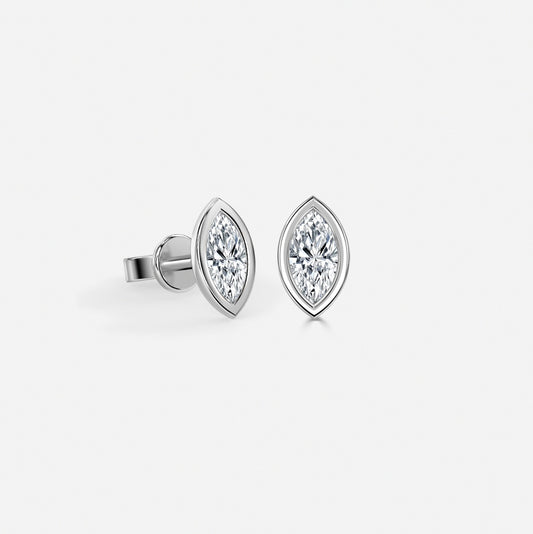 0.50 Carat Lab Grown Marquise Diamond Bezel Set Earrings in Platinum