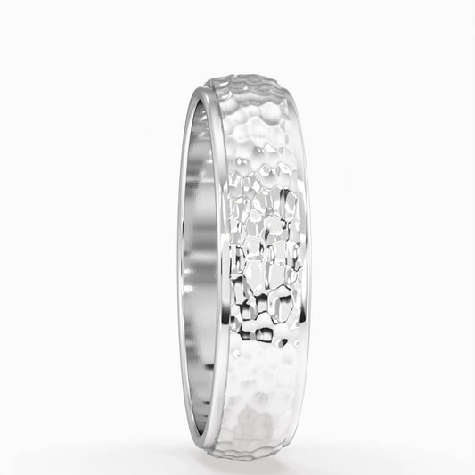 1.00 Carat Lab Grown Round Diamond Canyon Matte Hammered Men S Wedding Band in Platinum