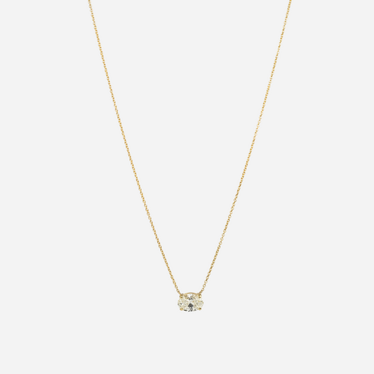 1.23 Carat Lab Grown Oval Diamond East West Pendant in 14K Yellow Gold