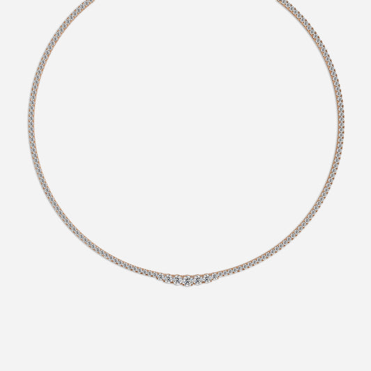 10.19 Carat Lab Grown Round Diamond Graduated Necklace in 14K Rose Gold