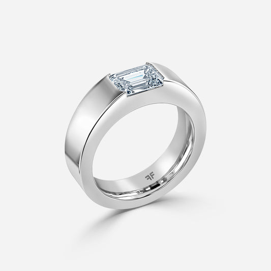 1.67 Carat Lab Grown Emerald Diamond Roman 6Mm Wedding Band in Platinum