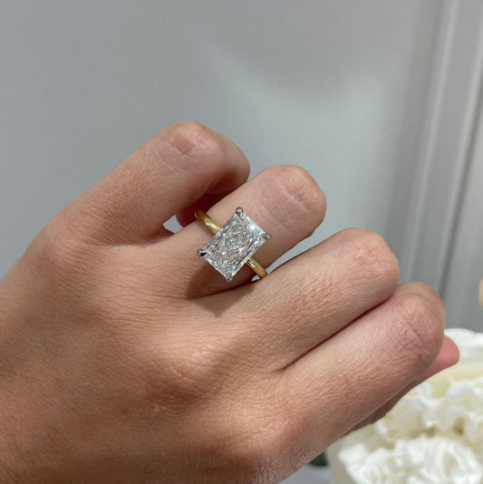 5.50 Carat Lab Grown Radiant Diamond Hidden Halo Two Tone Kate Engagement Ring in Platinum