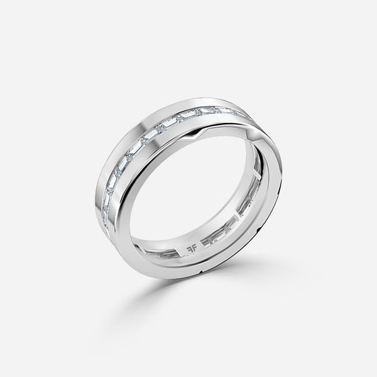 0.90 Carat Lab Grown Baguette Diamond Milan 6Mm Wedding Band in Platinum