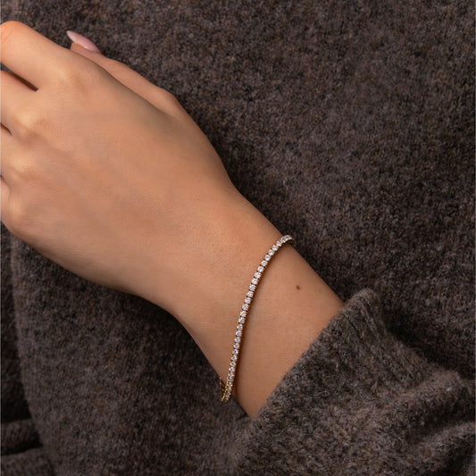 3.00 Carat Lab Grown Round Diamond Bracelet in 14K Rose Gold