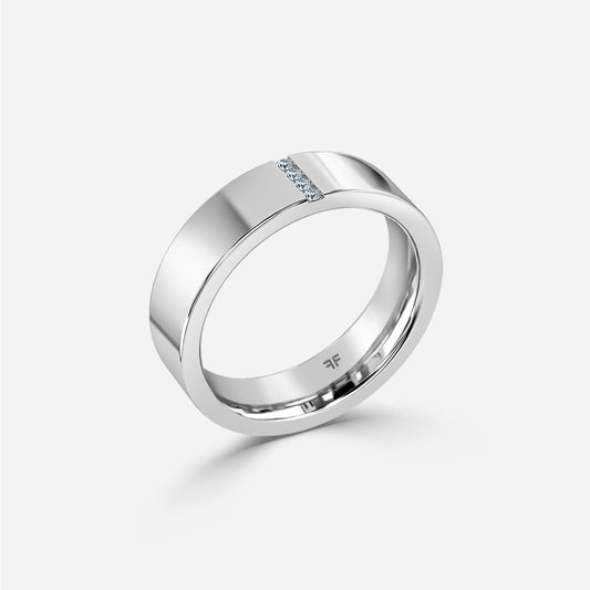 0.04 Carat Lab Grown Round Diamond Alexander 6Mm Wedding Band in Platinum