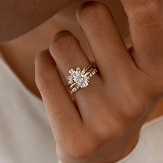 2.15 Carat Lab Grown Oval Diamond Kate Hidden Halo Engagement Ring in 14K Yellow Gold