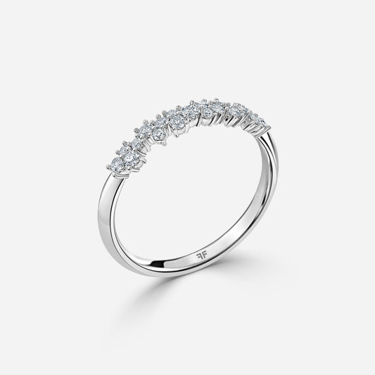 0.30 Carat Lab Grown Round Diamond Floral Shared Claw Wedding Band in Platinum