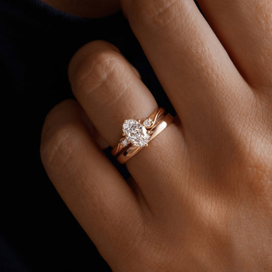 1.06 Carat Lab Grown Oval Diamond Alani Three Twisted Band Engagement Ring in 14K Yellow Gold