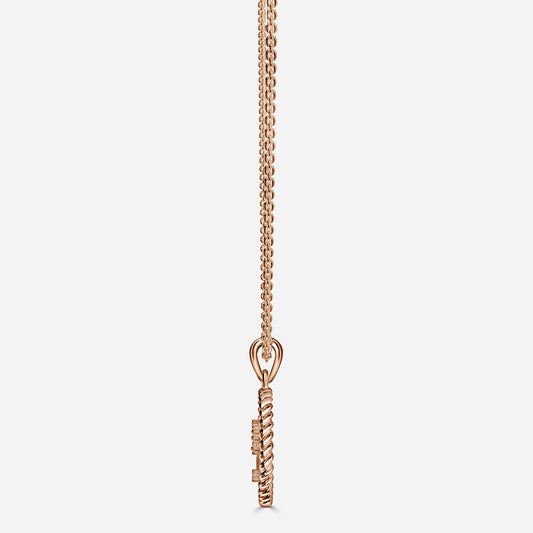 0.13 Carat Lab Grown Round Diamond Cancer Necklace in 14K Rose Gold