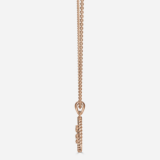 0.13 Carat Lab Grown Round Diamond Leo Necklace in 14K Rose Gold