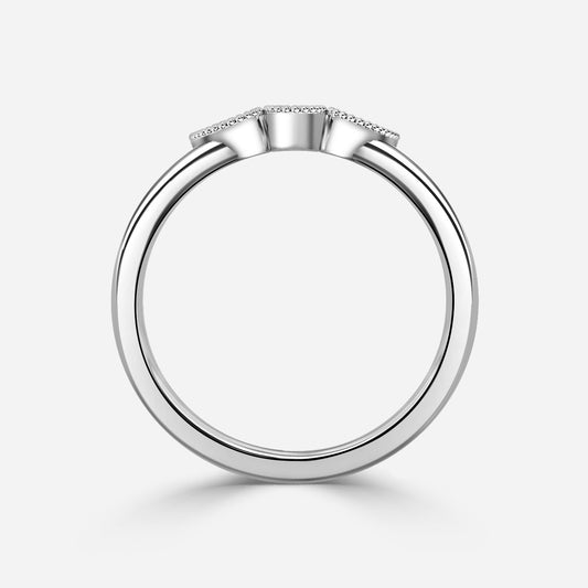 0.28 Carat Lab Grown Pear Diamond Trilogy Miligrain Wedding Band in Platinum